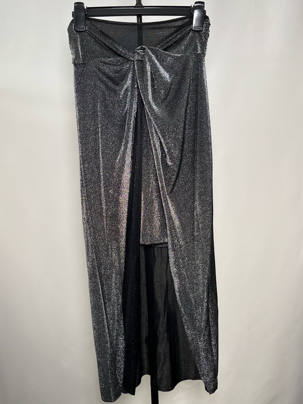 NWT All Saints Silver-Black Metallic Knot Front Maxi Skirt